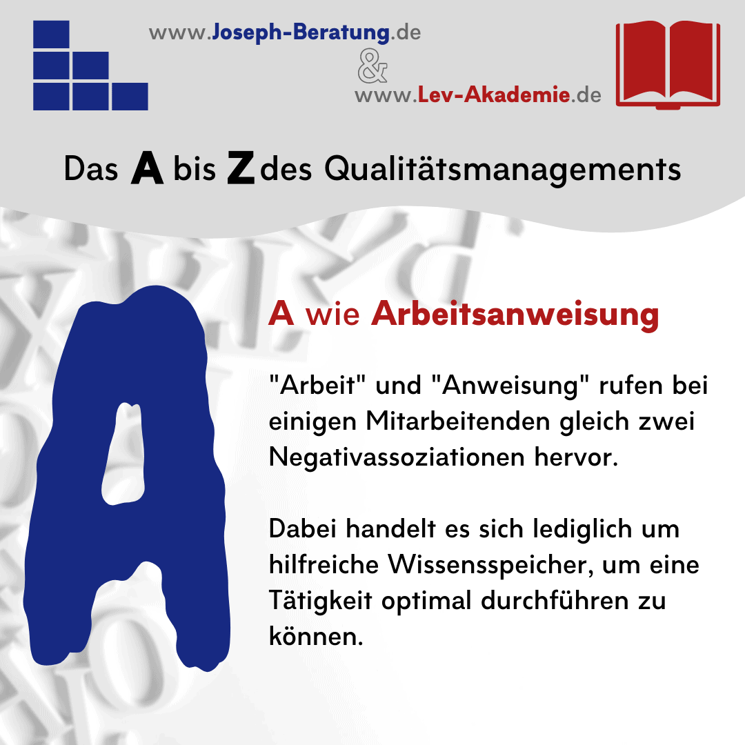 Das A bis Z des Qualitätsmanagements
A = Arbeitsanweisung