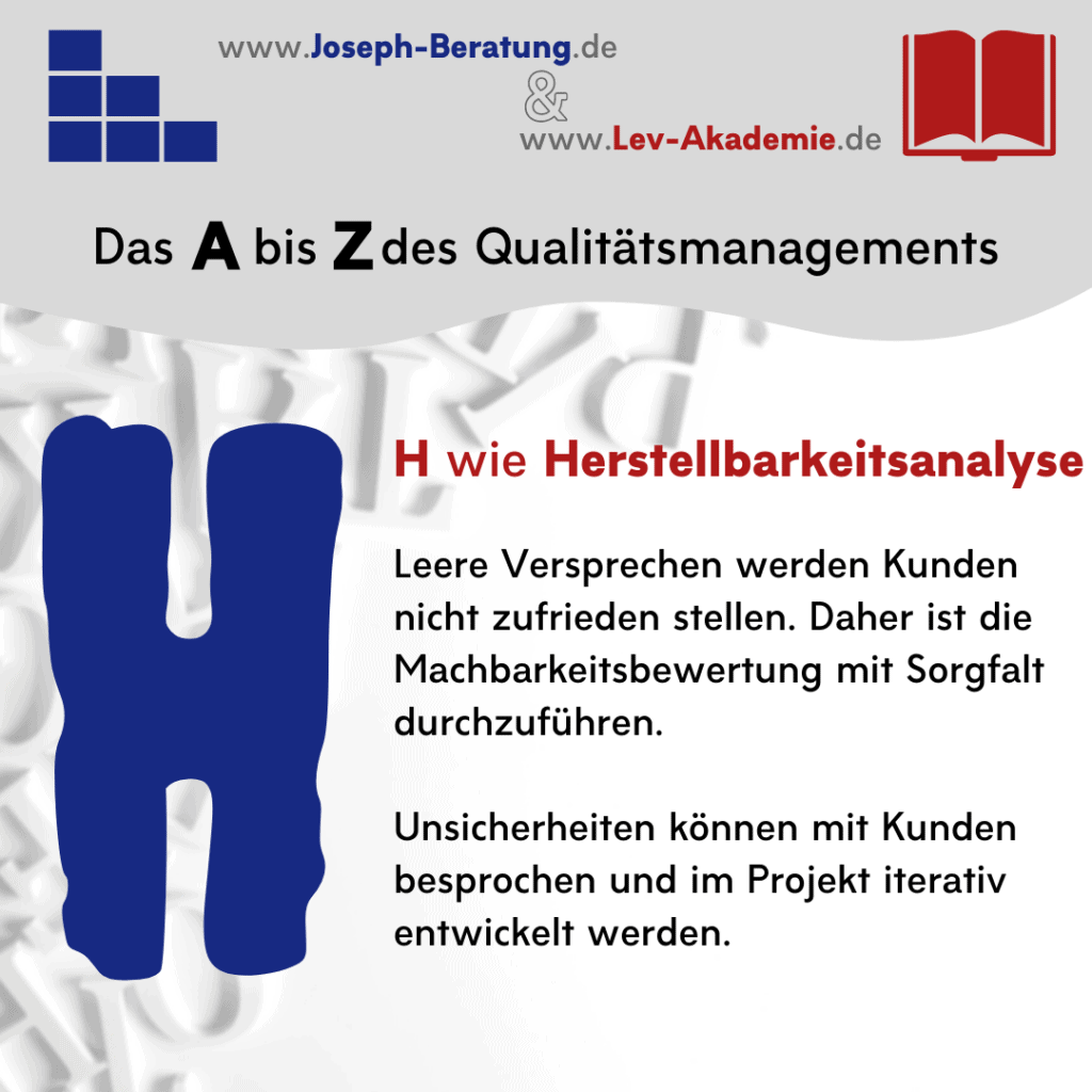 A bis Z des Qualitätsmanagements 
H = Herstellbarkeitsanalyse