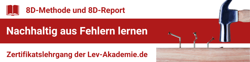 Lev-Akademie Zertifikatslehrgang zur 8D-Methode und dem 8d-Report, mit Rücksicht auf die Angemessenheit.