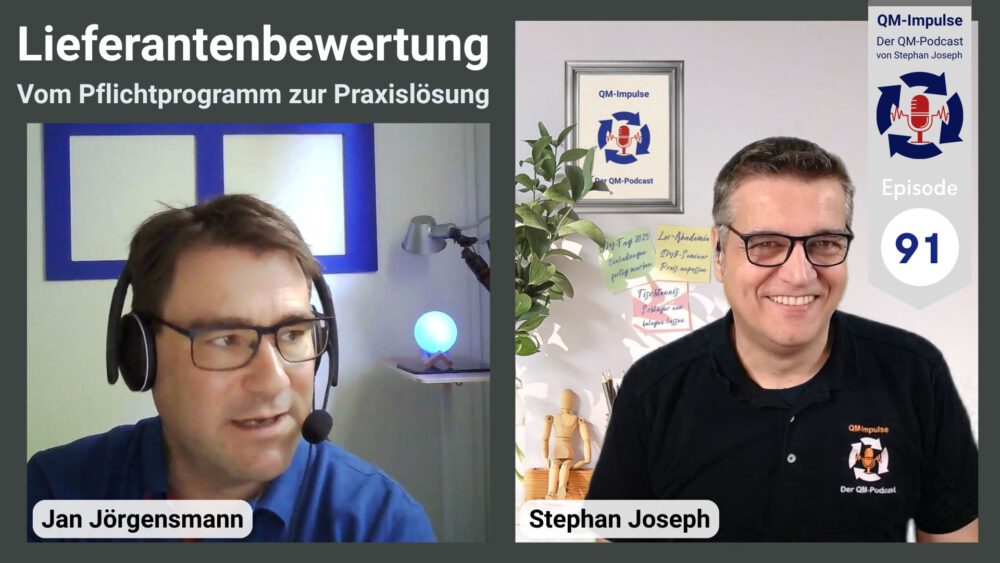 Lieferantenbewertung wirksam und schlank umsetzen: In Episode 91 des QM-Impulse-Podcasts geht’s um externe Anbieter nach ISO 9001 – praxisnah & risikobasiert.
