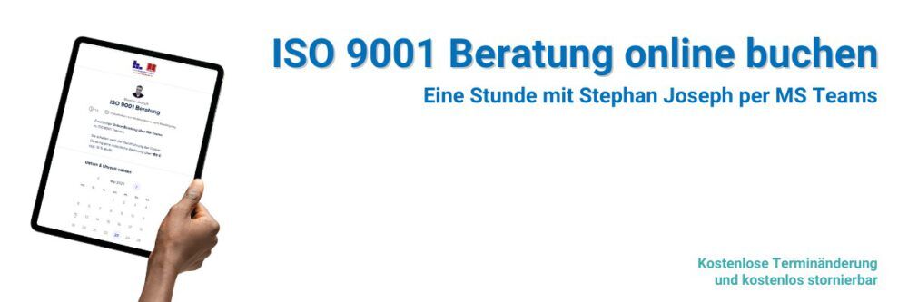 ISO 9001 Beratung online buchen - Eine Stunde mit Stephan Joseph per MS Teams - kostenlos stornierbar